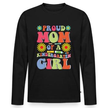 Fière maman d’une fille de maternelle! Fille - T-shirt manches longues Premium bio Homme - noir - Devant - Nico (187cm)
