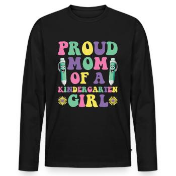 Fière maman d’une fille de maternelle! Fille - T-shirt manches longues Premium bio Homme - noir - Devant - Nico (187cm)