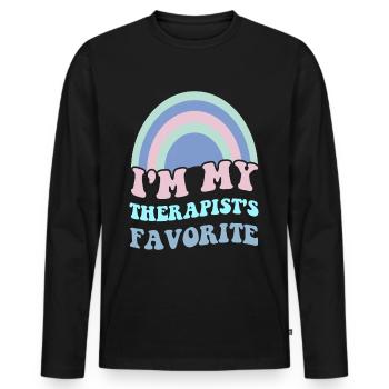 Sarcastic Therapy Saying Humor Therapist - Men's Premium Organic Long Sleeve Shirt - black - Front - Nico (187cm)