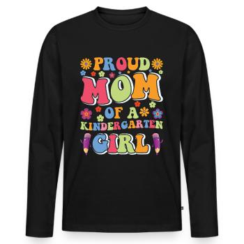 Fière maman d’une fille de maternelle! Fille - T-shirt manches longues Premium bio Homme - noir - Devant - Nico (187cm)
