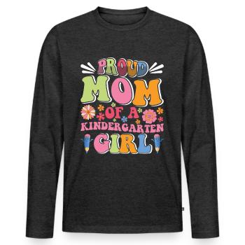Proud mother of a kindergarten girl! Daughter - Men's Premium Organic Long Sleeve Shirt - heather anthracite - Front - Nico (187cm)