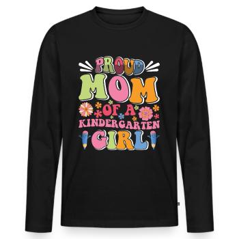 Fière maman d’une fille de maternelle! Fille - T-shirt manches longues Premium bio Homme - noir - Devant - Nico (187cm)
