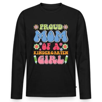 Fière maman d’une fille de maternelle! Fille - T-shirt manches longues Premium bio Homme - noir - Devant - Nico (187cm)