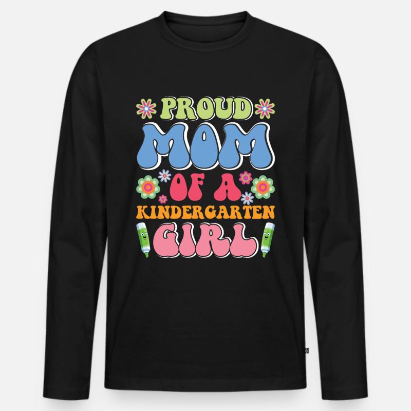 Stolze Mutter eines Kindergartenmädchens! Tochter - Männer Premium Bio Langarmshirt - Schwarz