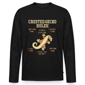 Crown Gecko Reptile Gecko Terrarium Pet - T-shirt manches longues Premium bio Homme - noir - Devant - Nico (187cm)