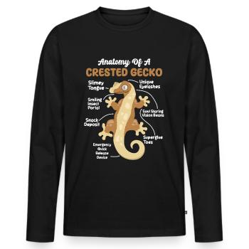 Crown Gecko Reptile Gecko Terrarium Pet - T-shirt manches longues Premium bio Homme - noir - Devant - Nico (187cm)