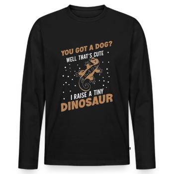 Crown Gecko Reptile Gecko Terrarium Pet - T-shirt manches longues Premium bio Homme - noir - Devant - Nico (187cm)