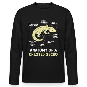 Crown Gecko Reptile Gecko Terrarium Pet - T-shirt manches longues Premium bio Homme - noir - Devant - Nico (187cm)