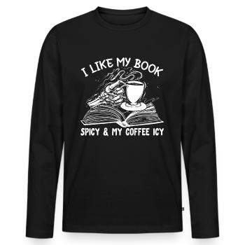Book Lover Book Reader Coffee Lover - T-shirt manches longues Premium bio Homme - noir - Devant - Nico (187cm)