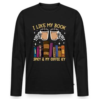 Book Lover Book Reader Coffee Lover - T-shirt manches longues Premium bio Homme - noir - Devant - Nico (187cm)