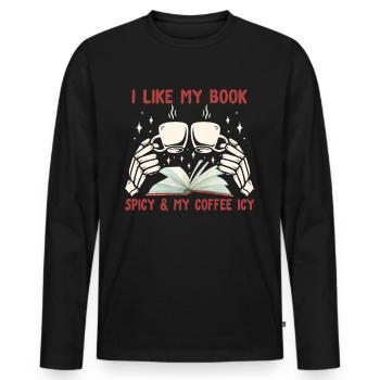 Book Lover Book Reader Coffee Lover - T-shirt manches longues Premium bio Homme - noir - Devant - Nico (187cm)