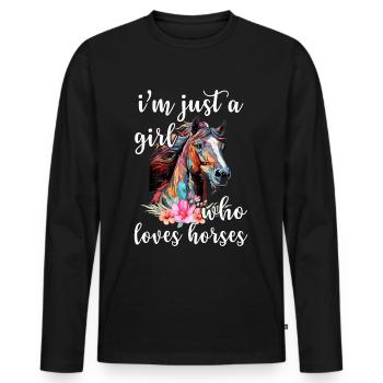 Horse Owner Rider Riding Horse Girl - Men's Premium Organic Long Sleeve Shirt - black - Front - Nico (187cm)