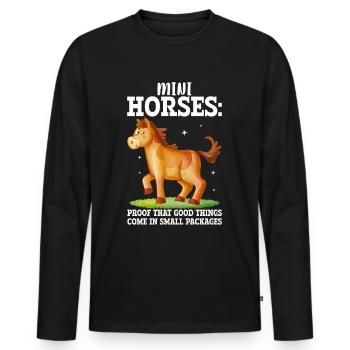 Amateur de chevaux miniatures - T-shirt manches longues Premium bio Homme - noir - Devant - Nico (187cm)
