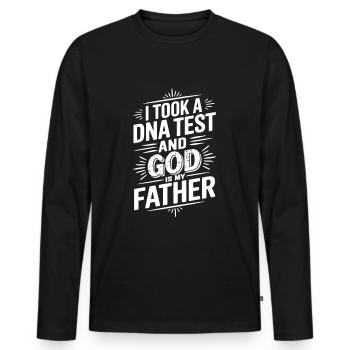 DNA test done, God is my father! Christian - Men's Premium Organic Long Sleeve Shirt - black - Front - Nico (187cm)