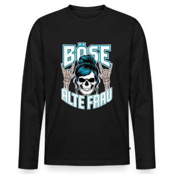 Böse Alte Frau! Rockerin Rockerbraut Motorrad - Männer Premium Bio Langarmshirt - Schwarz - Vorne - Nico (187cm)