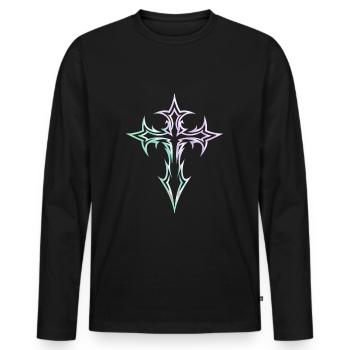 Goth Cross Y2K Emo Cross Gothic Aesthetic - Men's Premium Organic Long Sleeve Shirt - black - Front - Nico (187cm)