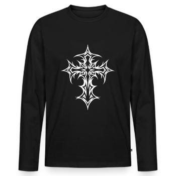 Goth Cross Y2K Emo Cross Gothic Aesthetic - Men's Premium Organic Long Sleeve Shirt - black - Front - Nico (187cm)