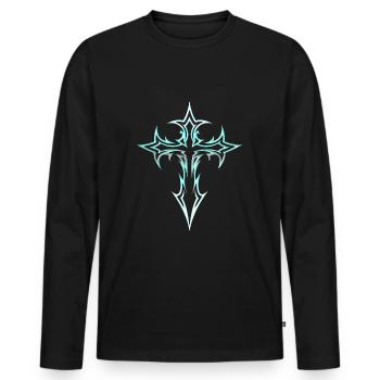 Goth Cross Y2K Emo Cross Gothic Aesthetic - Men's Premium Organic Long Sleeve Shirt - black - Front - Nico (187cm)