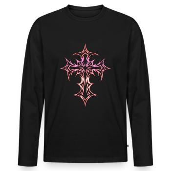 Croix gothique Y2K Emo Croix Gothique Esthétique Tribal - T-shirt manches longues Premium bio Homme - noir - Devant - Nico (187cm)
