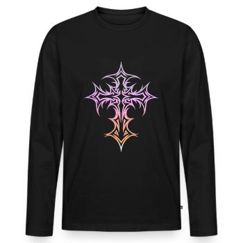 Croix gothique Y2K Emo Croix Gothique Esthétique Tribal - T-shirt manches longues Premium bio Homme - noir - Devant - Nico (187cm)