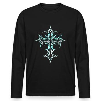 Croix gothique Y2K Emo Croix Gothique Esthétique Tribal - T-shirt manches longues Premium bio Homme - noir - Devant - Nico (187cm)