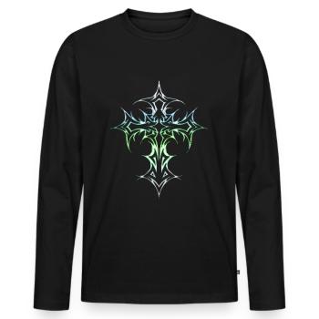 Croix gothique Y2K Emo Croix Gothique Esthétique Tribal - T-shirt manches longues Premium bio Homme - noir - Devant - Nico (187cm)