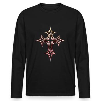 Croix gothique Y2K Emo Croix Gothique Esthétique Tribal - T-shirt manches longues Premium bio Homme - noir - Devant - Nico (187cm)