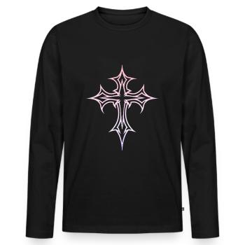 Croix gothique Y2K Emo Croix Gothique Esthétique Tribal - T-shirt manches longues Premium bio Homme - noir - Devant - Nico (187cm)