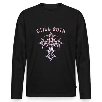 Toujours gothique ! Esthétique gothique Croix Y2K - T-shirt manches longues Premium bio Homme - noir - Devant - Nico (187cm)