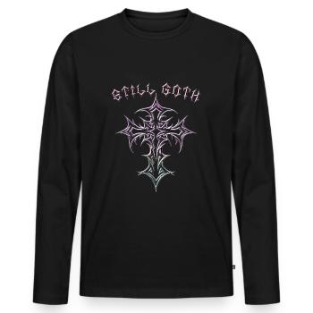 Toujours gothique ! Esthétique gothique Croix Y2K - T-shirt manches longues Premium bio Homme - noir - Devant - Nico (187cm)