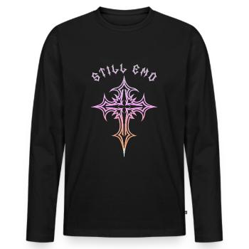 Toujours gothique ! Esthétique gothique Croix Y2K - T-shirt manches longues Premium bio Homme - noir - Devant - Nico (187cm)
