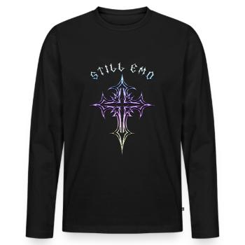 Toujours gothique ! Esthétique gothique Croix Y2K - T-shirt manches longues Premium bio Homme - noir - Devant - Nico (187cm)
