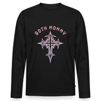 Maman gothique ! Esthétique gothique Croix Y2K - T-shirt manches longues Premium bio Homme - noir - Devant - Nico (187cm)