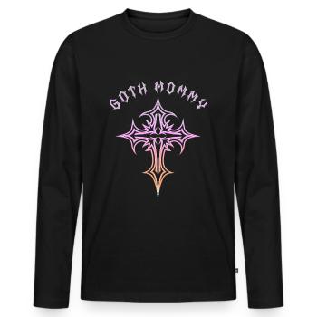 Maman gothique ! Esthétique gothique Croix Y2K - T-shirt manches longues Premium bio Homme - noir - Devant - Nico (187cm)