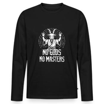 No Gods! No Masters! Atheist, Satanist, Religion - Men's Premium Organic Long Sleeve Shirt - black - Front - Nico (187cm)