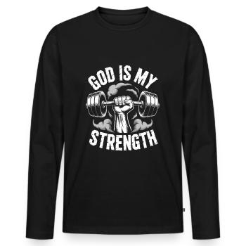 Dieu est ma force ! Croire en Jésus chrétien - T-shirt manches longues Premium bio Homme - noir - Devant - Nico (187cm)