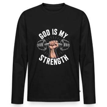 Dieu est ma force ! Croire en Jésus chrétien - T-shirt manches longues Premium bio Homme - noir - Devant - Nico (187cm)