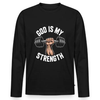 Dieu est ma force ! Croire en Jésus chrétien - T-shirt manches longues Premium bio Homme - noir - Devant - Nico (187cm)