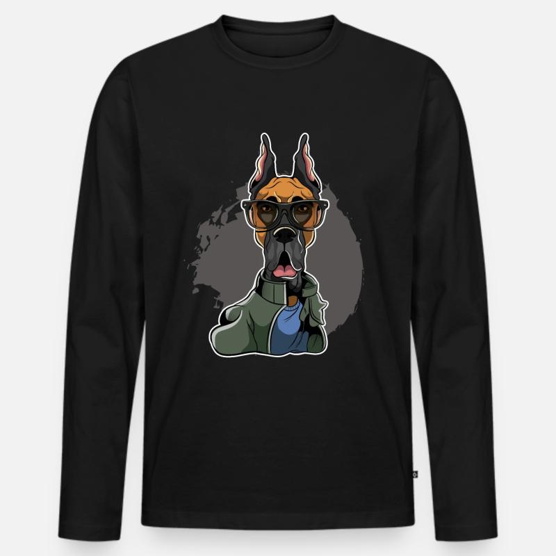 Great Dane - Deutsche Dogge - Männer Premium Bio Langarmshirt - Schwarz
