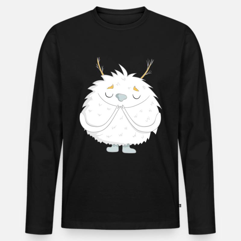 kleiner Yeti - Männer Premium Bio Langarmshirt - Schwarz