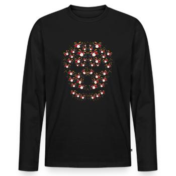 Tambours de crâne | Batteur instrument de musique - T-shirt manches longues Premium bio Homme - noir - Devant - Nico (187cm)