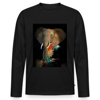 The King elephant - T-shirt manches longues Premium bio Homme - noir - Devant - Nico (187cm)