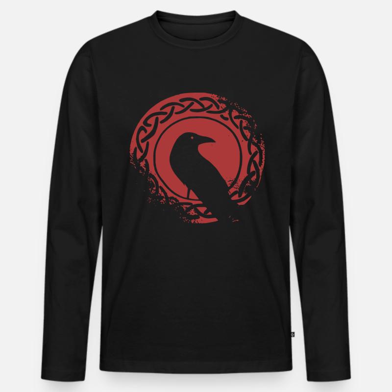 Wikinger Raabe - Männer Premium Bio Langarmshirt - Schwarz
