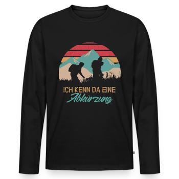 ICH KENN DA EINE .... Wandern - Retrocolor - Männer Premium Bio Langarmshirt - Schwarz - Vorne - Nico (187cm)