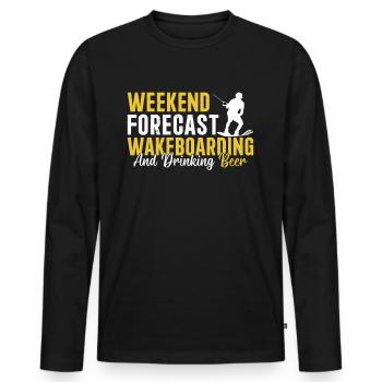 Prévisions du week-end Wakeboard et boire de la bière - T-shirt manches longues Premium bio Homme - noir - Devant - Nico (187cm)