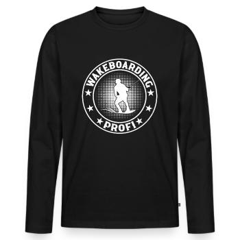 Wakesurfing - Wakeboarding profi - Männer Premium Bio Langarmshirt - Schwarz - Vorne - Nico (187cm)