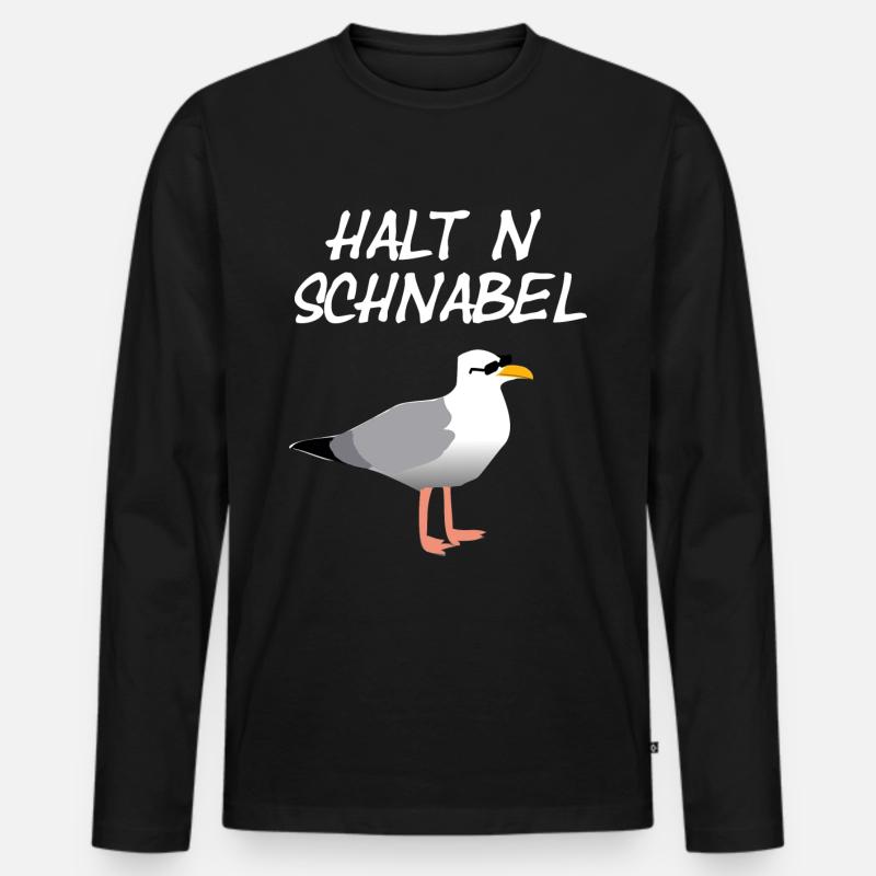 Coole Möwe - Männer Premium Bio Langarmshirt - Schwarz