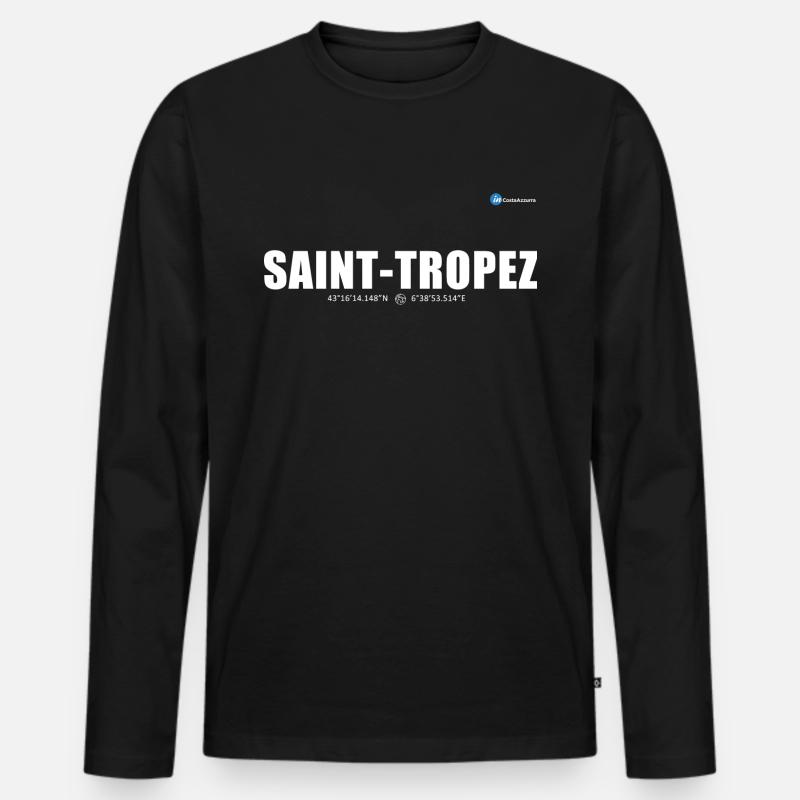 Saint-Tropez Weiß - Männer Premium Bio Langarmshirt - Schwarz