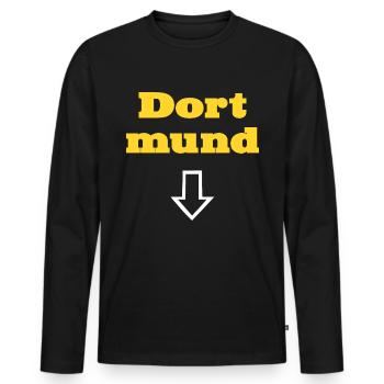 Dortmund - Fan - Fun T-Shirt - Dort mund - Männer Premium Bio Langarmshirt - Schwarz - Vorne - Nico (187cm)
