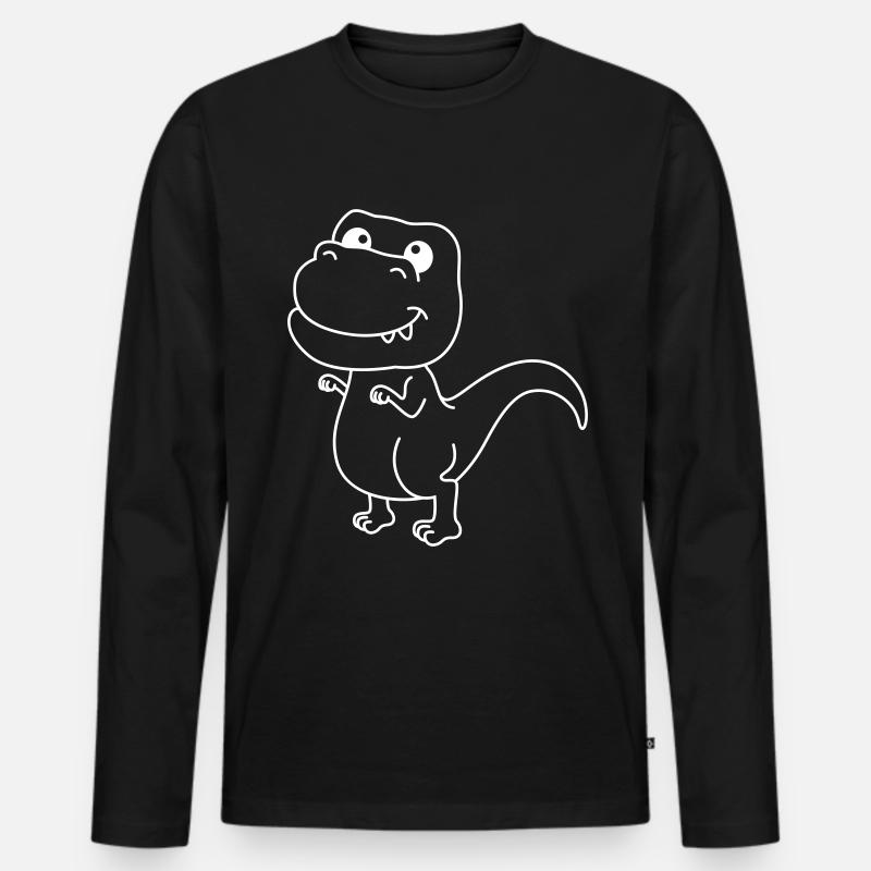 Dinosaurier T-Rex Comic - Männer Premium Bio Langarmshirt - Schwarz